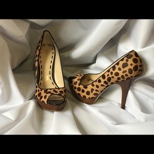 Enzo Angiolini Tan/Brown Leopard Print Platforms